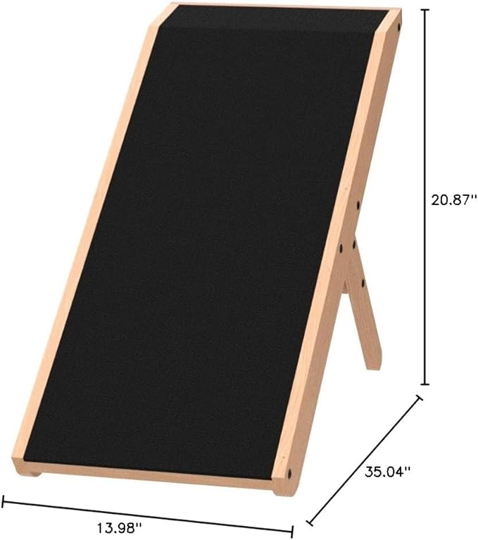 Dog ramp for Couch – Non-Slip, Sturdy Build Foldable Dog ramp – Supports up to 200lbs – Adjustable 7'' to 20'' – Landing Platform Seamlessly Connects – Birchwood Pet Ramp for Small Dogs – Natural