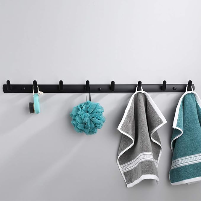 Wall Mounted Coat Rack, 8 Hooks, 29.7"x1.3", Modern, Black, 2 Pcs | Space Aluminum, Rustproof, for Hallway, Entryway, Hanging Holder for Clothes, Towel, Backpack, 40 lbs Capacity, Easy Install - Image 10