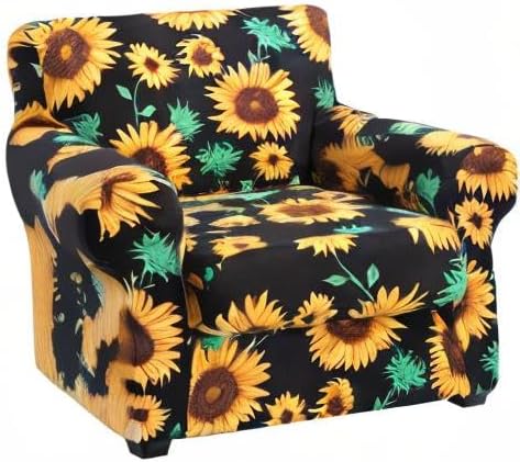 hyha Stretch Couch Covers, Chair/Sofa Covers, Armchair Slipcover for Dogs | Floral Pattern, Printed, 2 Pieces, Separate Couch Cushion Slipcover, Soft Chair Cover with Elastic Bottom for Pets (Armchair) - Image 9