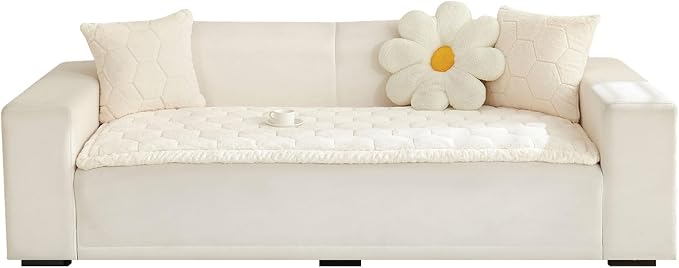 LiveGo 【Clearance】 Couch Cover for Dogs Washable, Sofa Cover Protector, Couch Covers for 3 Cushion Couch Sofa Pet Friendly, Soft, Non Slip (Off-White, 90x180 cm / 35.4x70.9 in) - Image 8