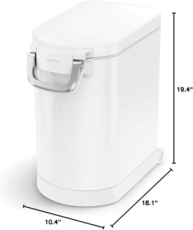 simplehuman Medium Pet Food Storage Container, Holds 25-29 lb / 11-13 kg of Dry Dog Food, Cat Food, or Bird Seed, Airtight Lock-Tight Lid with Magnetic Scoop, BPA-Free, White Steel - Image 7