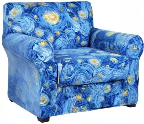 hyha Stretch Couch Covers, Chair/Sofa Covers, Armchair Slipcover for Dogs | Floral Pattern, Printed, 2 Pieces, Separate Couch Cushion Slipcover, Soft Chair Cover with Elastic Bottom for Pets (Armchair) - Image 9