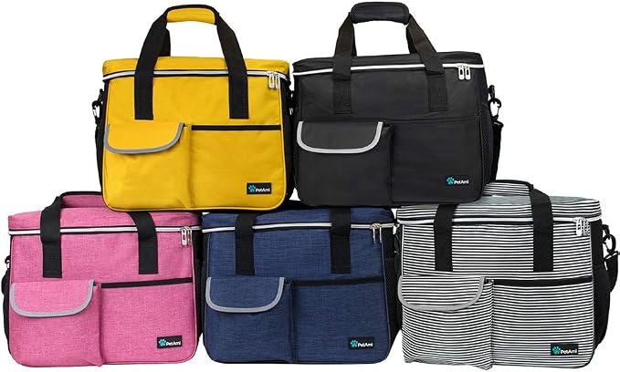 PetAmi Dog Travel Bag Organizer, Pet Travel Kit with 2 Food Containers & 2 Collapsible Dog Bowls, Pet Supplies Tote with Luggage Sleeve, Weekend Road Trip Camping Essentials, Navy Blue, Medium - Image 7