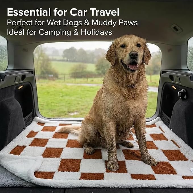 Waterproof Pet Blanket,Dog Bed Covers Couch Sofa Stylish Jacquard Pets Throw Blankets for Puppy Cats Washable Reversible Furniture Protection Covers (Coffee Check,L) - Image 9