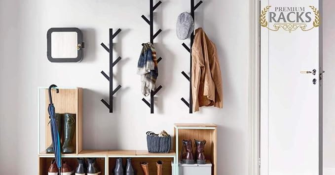 PREMIUM RACKS Coat Rack & Hat Rack - Modern Design - Wall Mounted - Stylish - (Black) - Image 8