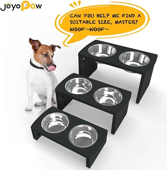 Elevated Dog Bowls, Bamboo Raised Dog Bowl for Small Dogs & Cats, with 2 Stainless Steel Bowls (4'' Tall-20oz Bowl, Black) - Image 7