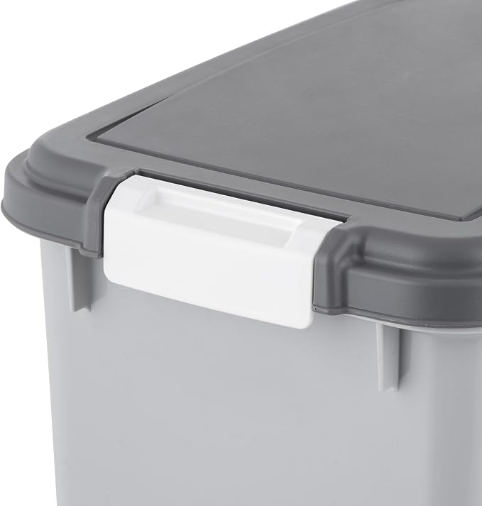 IRIS USA Dog Food Storage Container, 30 lbs & 11 lbs Combo, Cat Food Storage Container, Dog Treat Container, Airtight, Stackable, 2-Cup Scoop, Wheels, Easy Mobility, Gray - Image 8