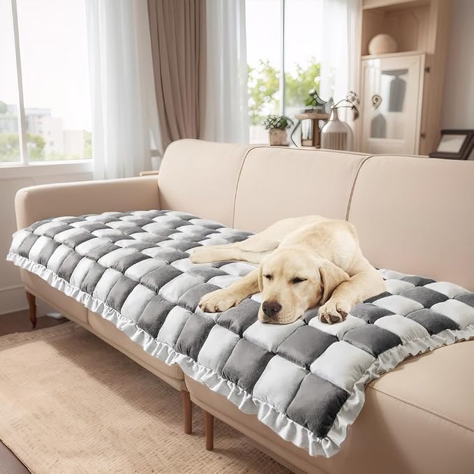 LiveGo Couch Cover for Dogs Washable, Sofa Cover Protector, Couch Covers for 3 Cushion Couch Sofa Pet Friendly, Soft, Non Slip (Gray-1, 70x210 cm / 27.6x82.7 in) - Image 7