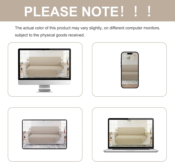 Reversible 4 Seater Sofa Cover 91" Large, Sofa, Sand/Beige | Couch Cover Furniture Protector with Foam Sticks Elastic Straps Furniture Protector for Pets Children Dog Cat - Image 9