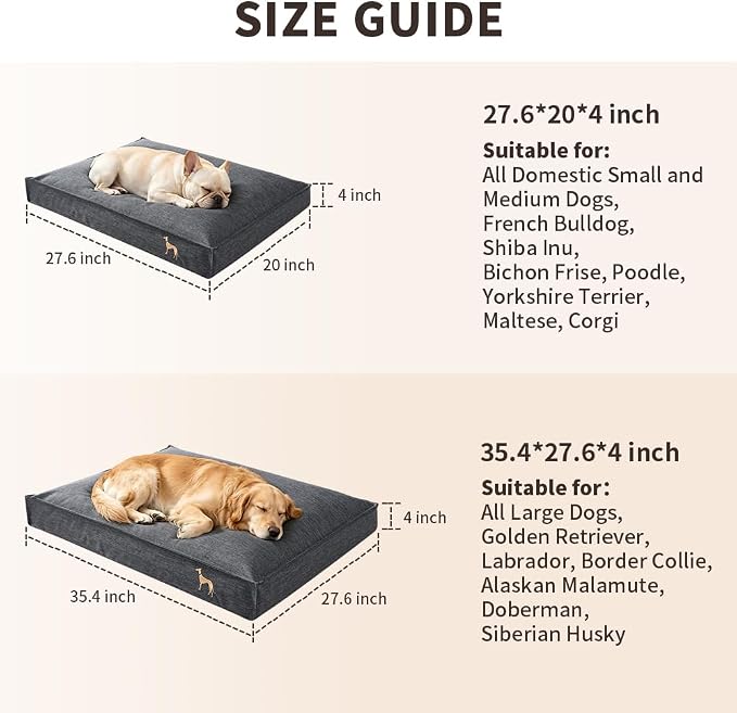 SOMAHE Waterproof Orthopedic Dog Bed, Washable, Medium 27.6x20x4 Dark Gray | Indoor/Outdoor Ready: washable Oxford cover, TPU liner, 45D support for crates, car rides, patios, and porches. - Image 9