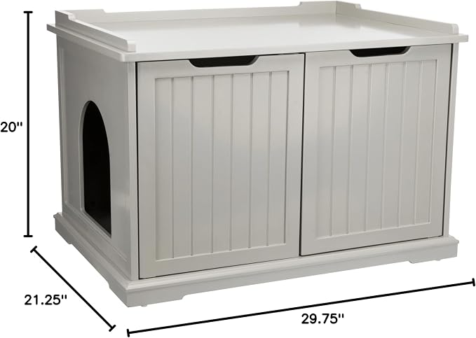 Trixie XL Furniture Litter Box Enclosure (Gray), Hidden Litter Box for Cats with Openings on Either Ends & Large Ventilations Slots, Double Doors for Easy Cleaning, Removable Divider - Image 9