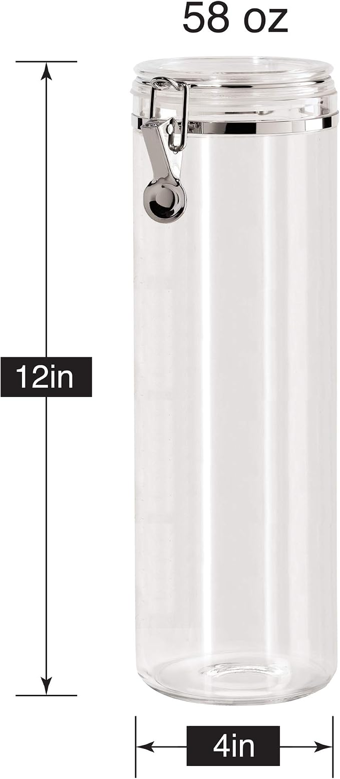 Oggi Tall Clear Canister with Clamp Lid, 58 oz - Large Airtight Food Storage Container, Ideal for Kitchen & Pantry Storage of Bulk, Dry Foods Including Pasta & Spaghetti - Image 8
