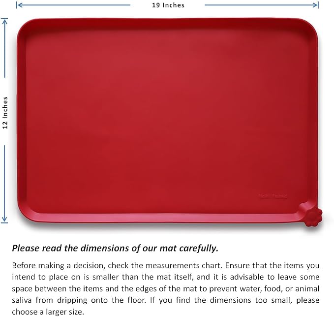 Hoki Found Silicone Pet Food Mats - Non Slip Dog Cat Bowl Mats - Classic Red - Image 5
