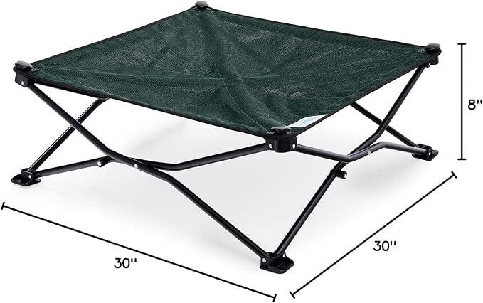 Coolaroo On-The-Go Elevated Dog Bed - Foldable Pop-Up Travel Dog Bed with Breathable, Moisture-Resistant Fabric, Carry Bag Included, Lightweight & Portable, Brunswick Green, Medium - Image 8
