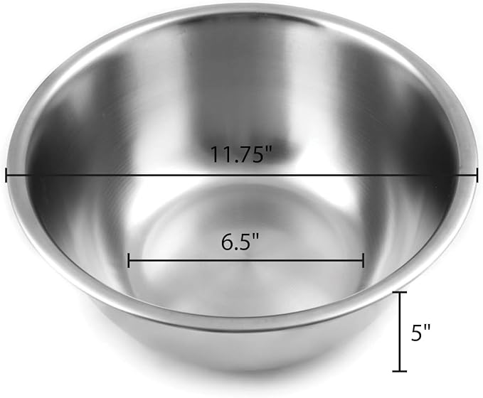 Fox Run Large Stainless Steel Mixing Bowl, 6.25-Quart, 11.75 x 5.5 inches, Metallic - Image 3