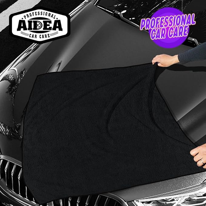 AIDEA Microfiber Towels for Cars-2PK, Large Professional Car Drying Towel, Scratch-Free & Absorbent Drying Towel for Cars, SUVs, RVs, Trucks, and Boats, 24inx 31in, Black - Image 8