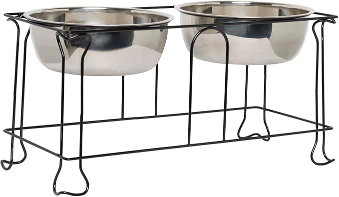 YML 10-Inch Wrought Iron Stand with Double Stainless Steel Feeder Bowls - Image 5