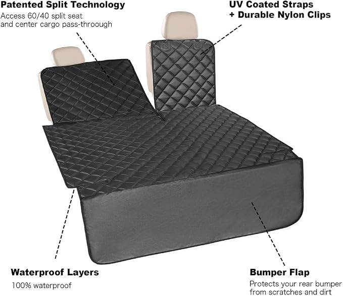 Heavy-Duty Leather SUV Cargo Liner for Fold Down Split Seats, Armrest Pass-Through Compatible, Pet-Friendly, Ideal for Dogs - Image 9