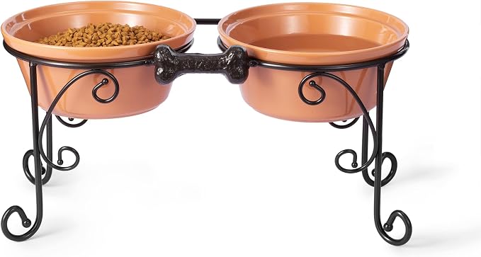 Elevated Dog Bowl Stand with 3 Large Ceramic Bowls – Raised Feeding Station for Medium & Large Dogs, Includes 2 Standard Bowls + 1 Slow Feeder, Durable Iron Frame, Non-Slip (Almond) - Image 8
