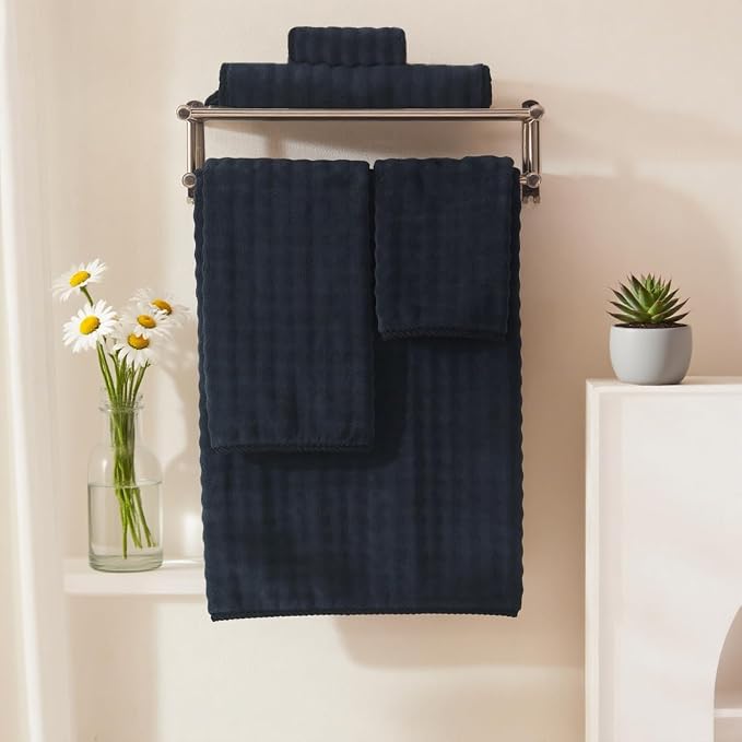 COZYART Lint Free 8 Pcs Bathroom Towels Set Ultra Soft Microfiber Black | Fluffy, Thick, Highly Absorbent, Fast Dry, No Shedding, No Pilling, Fade Resistant, Durable, Long-lasting - Image 8