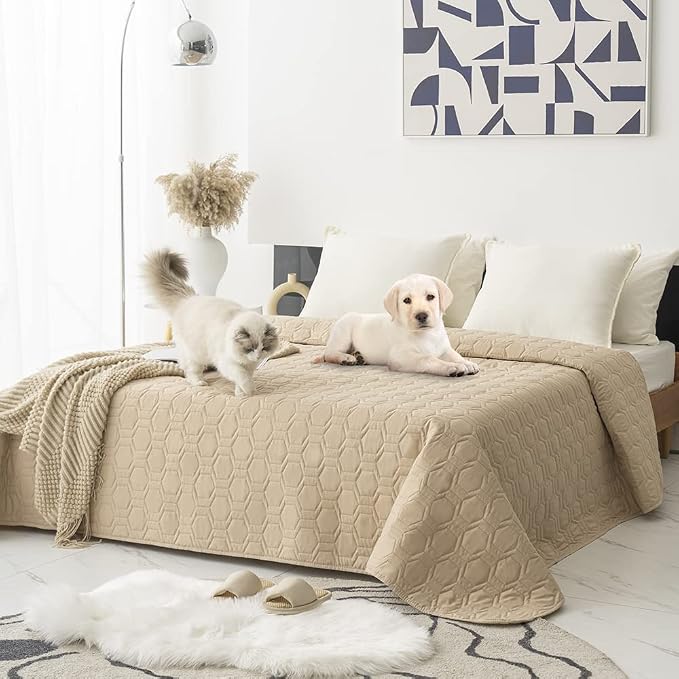 Tcksstex Waterproof and Non-Slip Dog Bed Cover and Pet Blanket Sofa Pet Bed Mat ,car Incontinence Mattress Protectors Furniture Couch Cover for Most Cats Dogs,Pets(30x70-Beige) - Image 7
