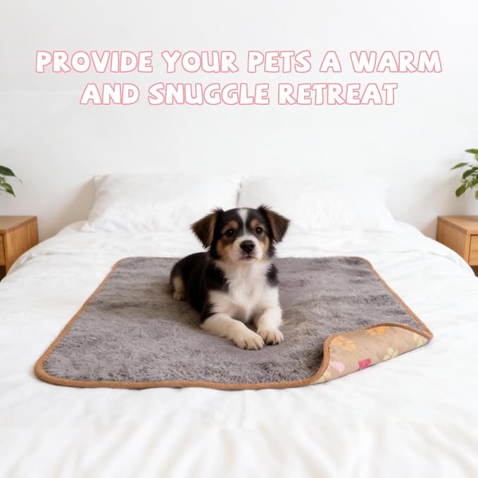 YUEPET 2 Pack Waterproof Dog Blankets, Puppy Blankets for Small Dogs & Cats | Machine Washable, Waterproof Inner Layer, Sofa Bed Cover, Reversible Fleece, 23 x 16 in, Small Dogs and Cats, Pink Brown - Image 7
