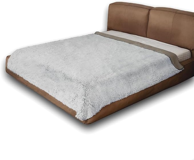 Dogs/Cats Bed Mats, Dog Pad Washable Removable Couch Cover with Anti-Slip Back, Plush Long Fur Mat, Perfect for Small, Medium and Large Dogs.(Magic Gray, 82"x102") - Image 6