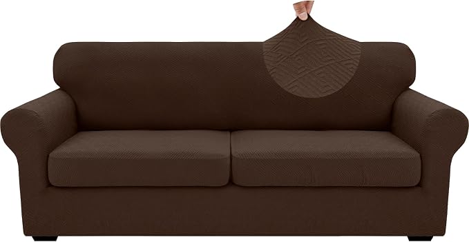 XINEAGE 2026 New 3 Pieces Couch Covers for 2 Extra Large Cushion Sofa Super Stretch Sofa Cover for 2 Large Seat Cushion Universal Loveseat Slip Cover for Living Room (Coffee), 71"-91"(2 Cushions) - Image 9