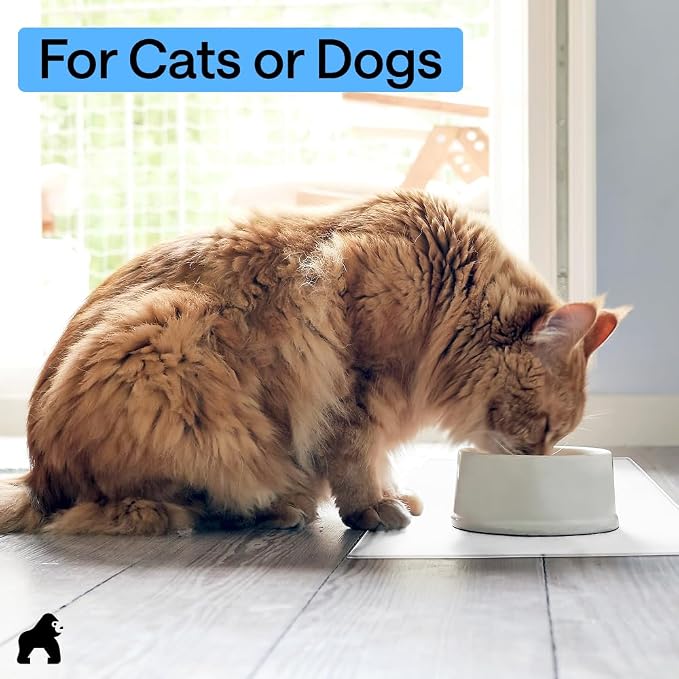 GORILLA GRIP 100% Waterproof Raised Edge BPA Free Silicone Pet Feeding Mat, Dog Cat Food Mats Contain Spills Protects Floors, Placemats for Cats and Dogs Water Bowl, Pets Accessories 32x24 White - Image 9