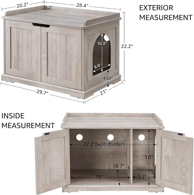 unipaws Cat Litter Box Enclosure Furniture, Hidden Litter Box Cover | Cat Washroom, Cabinet for Large Cat, Dog Proof Cat Litter Boxes, Hideaway Litter Box, Cat House - Image 6