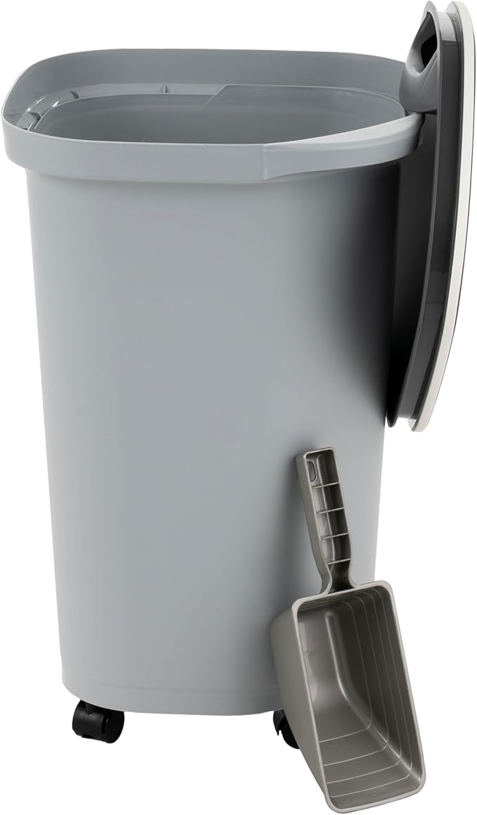 IRIS USA Pet Food Storage Container 25 lbs, Premium 60% Improved Airtight Seal with Air Valve, 2 Cup Scoop, Removable Wheels, Easy to Open - Made in the USA, Gray - Image 8