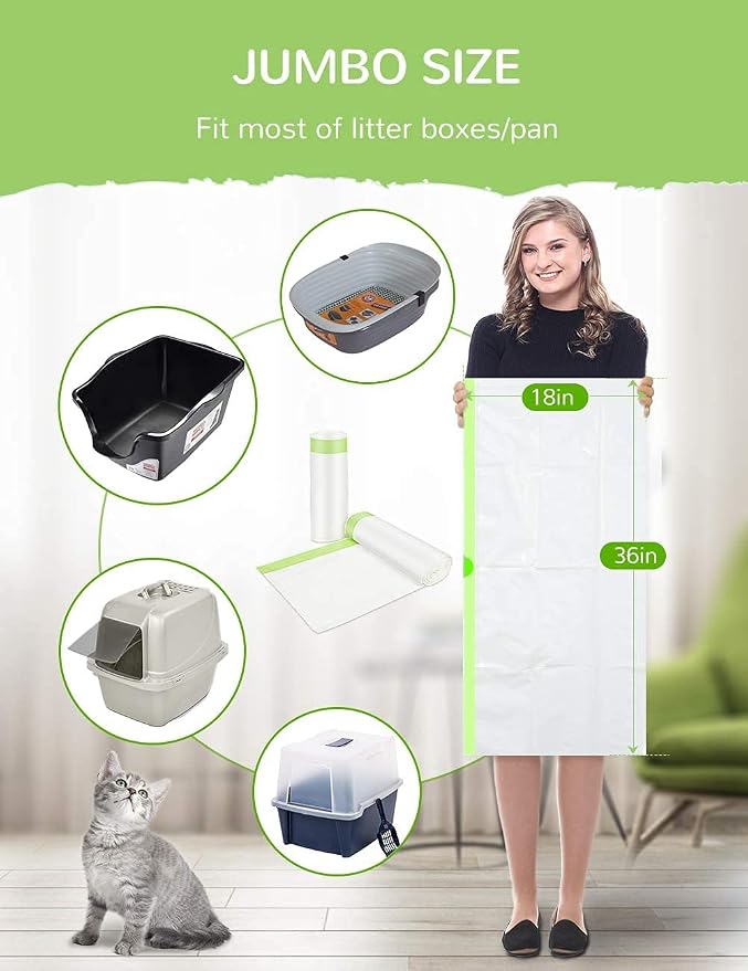 PETOCAT Cat Litter Liners and Cat Litter Bags for Poop Biodegradable Leakproof Durable Extra-Thick Kitty Litter Box Bag Cat Waste Disposal Bag - Image 9