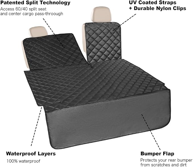 Heavy-Duty Leather SUV Cargo Liner for Fold Down Split Seats, Armrest Pass-Through Compatible, Pet-Friendly, Ideal for Dogs - Image 9