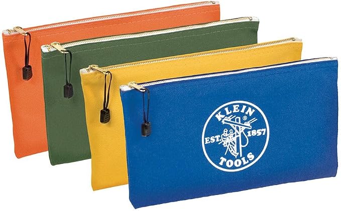 Klein Tools 80056 Tool Bag Storage Kit, 1680d Stand-Up and Canvas Zipper Pouches, Assorted Colors, 6-Piece - Image 11