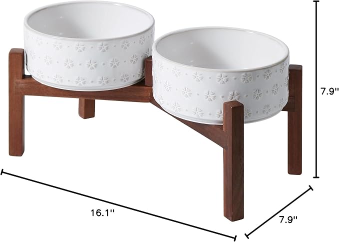 Havniva Elevated Dog Bowls, Ceramic Raised Dog Bowl with Stand | 7.3” Dog Food Bowls Elevated, Dog Food and Water Bowl Set, Non-Slip Acacia Wood Stand, Medium Dogs Bowl, 5 Cups 41 oz - Image 7