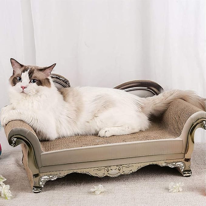 SONGWAY Cat Scratcher Sofa Bed - Corrugated Cardboard Scratching Pad, Luxury Cat Lounge Bed, Furniture Protecter with Textured Scratcher Mat - Image 7