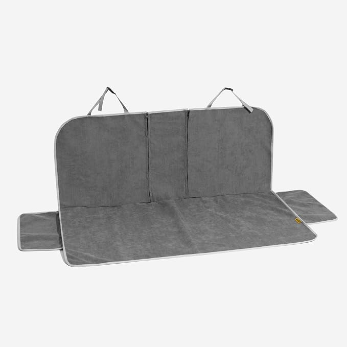 FUNNY FUZZY Dog Car Seat Cover for Back Seat, Back Seat Pet Cover for Dogs Waterproof, Scratchproof Dog Backseat Cover, Non-Slip Bench Car Seat Protector, Universal Fit Most Cars, SUVs, Trucks, Grey - Image 9
