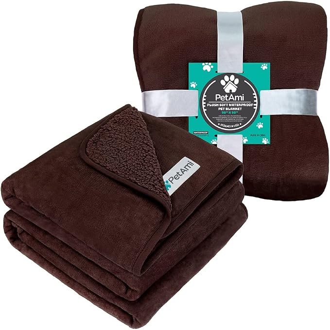 PetAmi Waterproof Dog Blanket for Extra Large Dogs, Pee Proof Pet Blanket for Bed Couch, Reversible Water Proof Blanket for Puppy Indoor Cat, Soft Dog Crate Cover Washable, Queen 90x90 Brown - Image 8