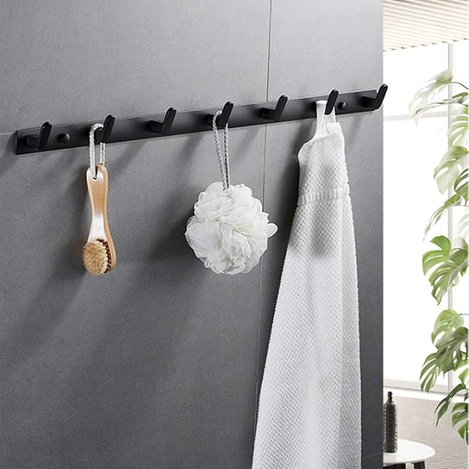 Wall Mounted Coat Rack, 7 Hooks, 25.7"x1.3", Modern, Black | Space Aluminum, Rustproof, for Hallway, Entryway, Hanging Holder for Clothes, Towel, Backpack, 40 lbs Capacity, Easy Install - Image 10