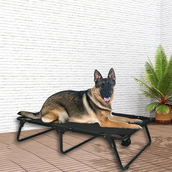 Elevated Raised Small Meduim Dog Bed Cots,Cooling Foldable No Assembly Need Pet Hammock Bed with Breathable Mesh, Indoor Outdoor Dog Pet Bed for Small Meduim Dogs, Chew Proof, Black - Image 8