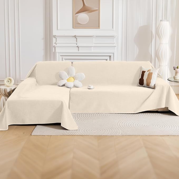 Deep Dream Sectional Couch Covers, 2 Pieces 100% Waterproof L Shaped Sofa Cover, Non Slip Couch Cover for Dogs Cats Washable, Pet Friendly Sofa Slipcovers Furniture Protector (X-Large, Beige) - Image 7