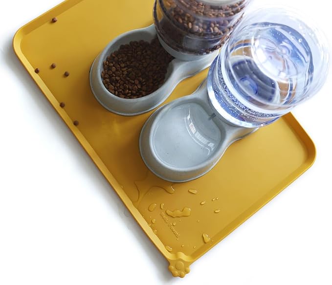Hoki Found Large Silicone Pet Food Mats Tray - Non Slip Pet Dog Cat Bowl Mats Placemat - Dog Pet Cat Feeding Mat - Waterproof Dog Cat Food Mats -Pet Water Mats for Carpet - Honey - Image 5