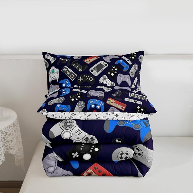 Erosebridal Boys Gamer Comforter Set Queen Size, Modern Game Down Comforter for Kids Teens Children, Video Game Bedding Set,Player Gaming Gamepad Joystick Soft Quilt Duvet Set, Room Decor - Image 7