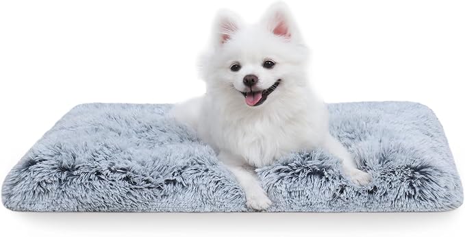 Small Dog Bed Crate Pad 24", Washable Puppy Beds, Plush Pet Mat Grey | Ultra Soft Cozy Sleeping, Machine Washable, Anti-Slip Bottom, Kennel Pad 24*18", Easy to Care, 25lbs - Image 8
