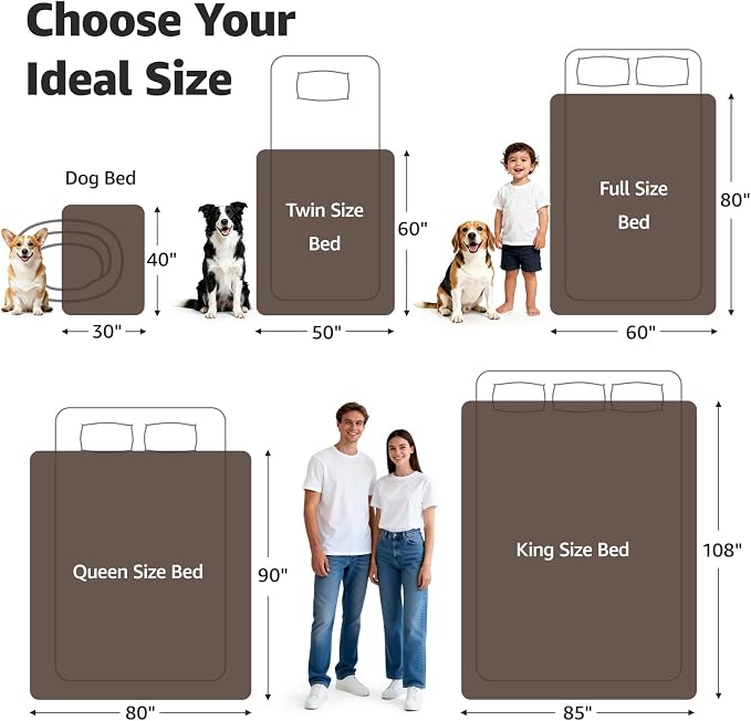 LOOBANI Waterproof Pet Blanket for Couch, Throw Size 50"x60", Coffee | Double-Side Liquid Proof Cozy Flannel, Reversible, Stain-Proof Couch Cover for Small Medium Dogs Bed Crate Furniture - Image 9