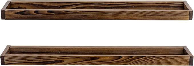 MyGift 30 Inch Rustic Burnt Wood Hanging Shoe Rack Wall Mounted Storage | Holds 6 Pairs, Two Piece Set, Space Saving Solution, Easy Installation, Home Organization, Rustic Interior Accent - Image 7