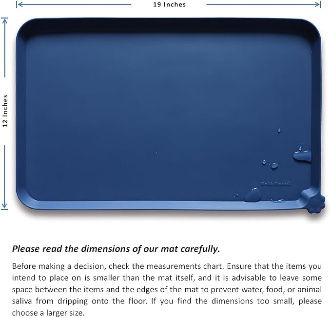 Hoki Found Silicone Pet Food Mats - Non Slip Dog Cat Bowl Placemats - Waterproof Dog Cat Food Mats - Suitable for Carpet - Indigo Ink - Image 5