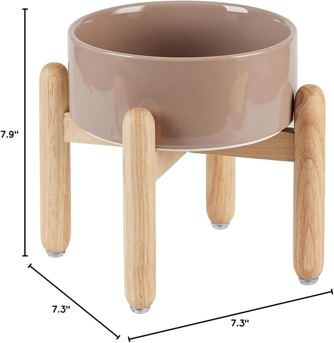 Havniva Elevated Dog Bowls Ceramic Dog Bowls with Stand, Dog Food Bowl | 7.3” Raised Dog Bowls with Non-Slip Wood Stand, Dog Food and Water Bowl Set, Dog Feeding Bowls for Medium Dogs - Image 8