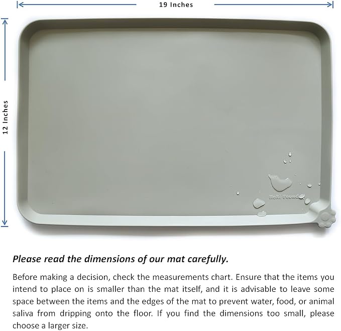 Hoki Found Silicone Pet Food Tray - Non Slip Pet Dog Cat Bowl Placemat - Feeding Mat - Waterproof Dog Cat Food Mats - For Carpet - Cream Green - Image 5