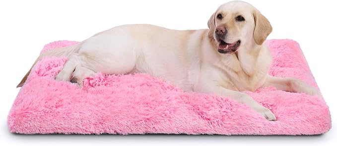 XL Dog Bed Large Crate Pad 42", Washable Pink Plush Soft Pet Bed Mat | Machine Washable, Anti-Slip Bottom, Dog Mats for Sleeping, Kennel Pad 41*27", Ultra Soft Cozy, Easy to Care, 85 lbs - Image 8